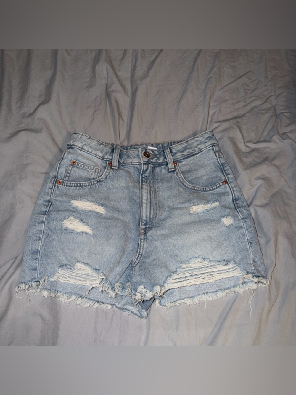 H&M Light Wash High Waisted Denim Shorts